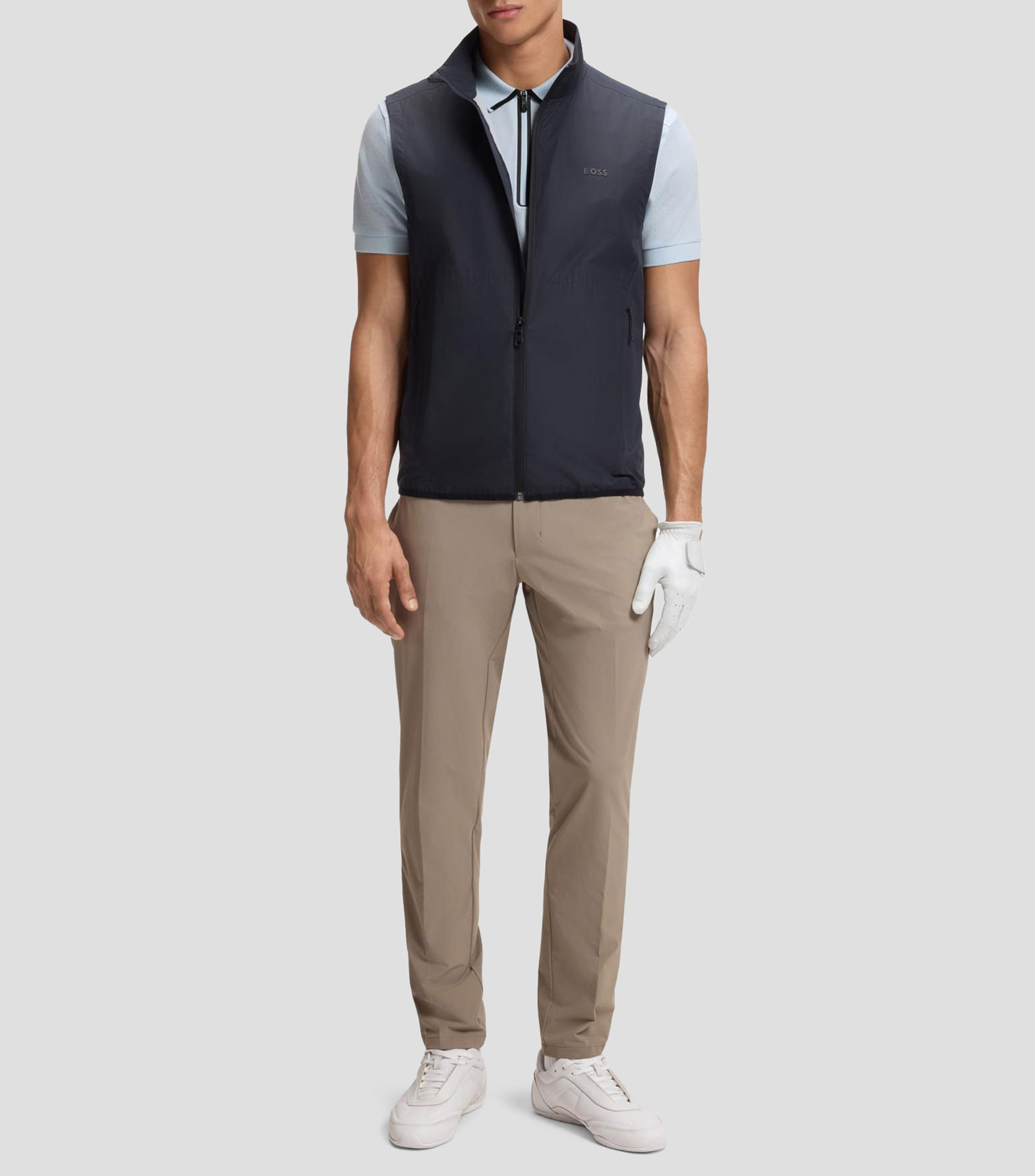 Polo en jacquard de rejilla con cuello con cremallera Hombre